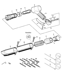 Part Location Diagram of 6152505330 Chicago Pneumatic Needle Holder 4 Mm B19m(5/32 Inch) 19 Needles